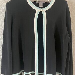 DressBarn Shell/Jacket - Black with aque blue and white accents